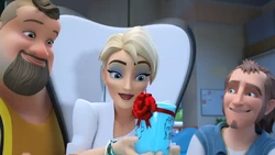 Ricky and Joey gives Dr. Alvah a handprinted coffee cup as an anniversary gift, which she accepts.