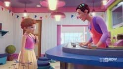 Olivia and Dean in the Cupcake Cafe.