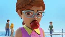 and she gets an apple too.
