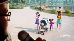 Emma, Diana, Liz and Andrea watching the band perform.