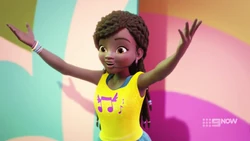 Andrea making an entrance.