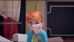 Mia thinks the mermaid headband is silly.