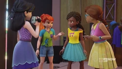 Mia telling the girls they need to inspect the support pillars to figure out what went wrong.