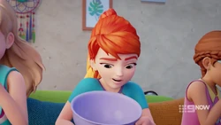 Mia didn’t even get to finish the question before her friends ate all the popcorn!