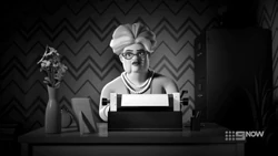 Hazel explaining to Emma telephones existed in the noir era.