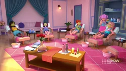 Nina as a spa attendant.