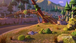 Mia’s construction is finished, a wildlife crossing bridge.