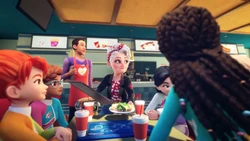 Dottie serving the girls at the Drifting Diner.