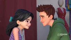 Emma and Ethan having a romantic moment,