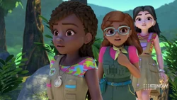 They hear Mia screaming in joy and think their friends are in danger.