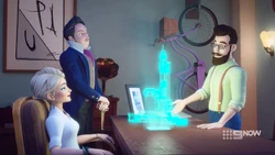 127HotelPlanApprovalM.png (2 MB) Steve telling Dr Alvah and Carter the Hotel construction plan has just been approved by the City Council.