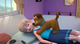 Dash jumping on Stephanie.