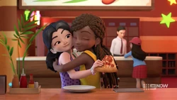 Andrea hugging Emma.