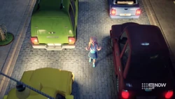 Stephanie directing traffic.