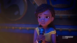 Andrea is losing more performance confidence now that she is on stage.