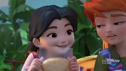 Emma asking Mia if parrots like cheese.