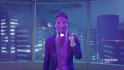 Ricky accidentally activated a dyebomb and now Carter Greene is purple.