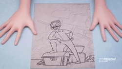 Emma’s concept for Andrea’s father as an expert treasure finder.