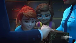 Mia is curious what is in the case.