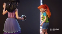 Mia telling Andrea that the audience has already arrived, so cancellation is not an option.