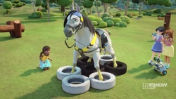 Andrea teaching the tyre obstacle again.