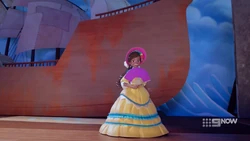 Andrea in period dress.