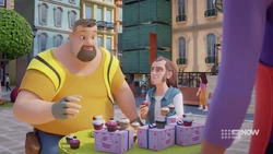 Ricky and Joey enjoying free cupcakes.