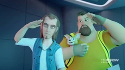 Ricky and Joey saluting.