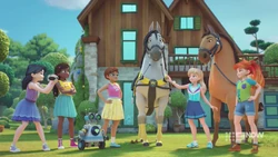 Barney is uncertain if he can complete the obstacle course.