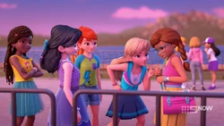 Stephanie asking Olivia why she isn’t at the science exhibition.