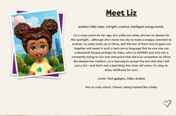 Liz's bio page from the Lego site.