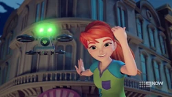 Mia is having fun playing GreenLight RedLight with Zobo.