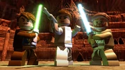 Anakin, Padmé, and Obi-Wan in the Geonosian Arena.