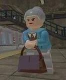 Aunt May holding her handbag.