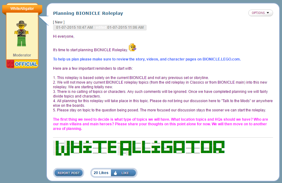 Planning BIONICLE Roleplay LEGO Message Boards Wiki Fandom