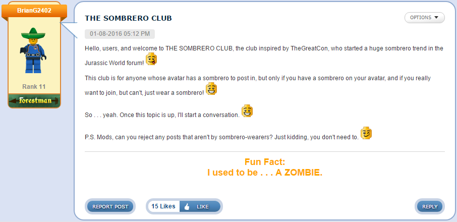 THE SOMBRERO CLUB | LEGO Message Boards Wiki | Fandom