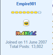 Empire981, the second user to get Maniac.