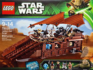 The packaging of Jabba's most recent set, 75020 Jabba's Sail Barge