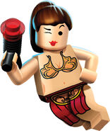 A promotional Slave Leia image used to advertise LEGO Star Wars II: The Original Trilogy