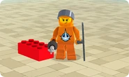 The Pet Brick standing beside a player