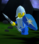 A developer carrying the Sentinel Guard's shield