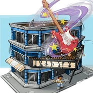 Concept art of the Hard Block Cafe