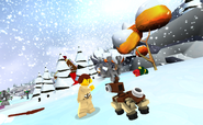 a minifigure taming a Reindeer Pet