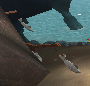 The hanging sharks in-game