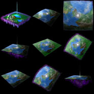 Concept art of Crux as a flat planet by Nate Storm