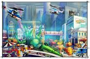 Concept art of Nexus City showing a squid attack