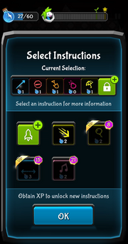 The Instruction Set management window which pops up at the beginning of levels