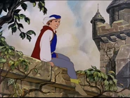 Le Prince assis sur la muraille du château.
