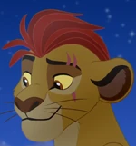 La Cicatrice de Kion au niveau de son œil gauche, en rose.