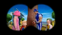 Sportacus daje Ziggy'emu jabłko